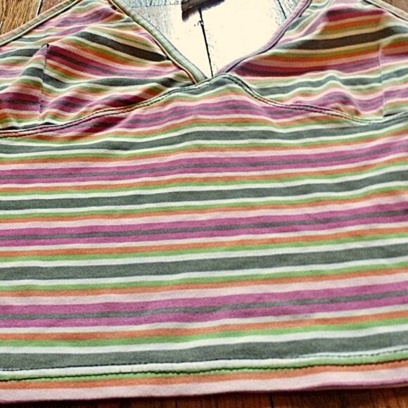 Retro Halter Neck Cropped Stripped Tankini Top - Picture 4 of 5